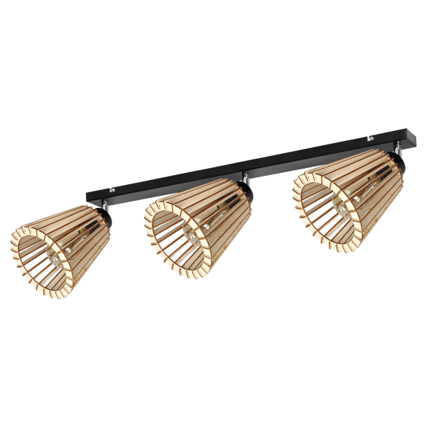 DELOS wall and ceiling lamp E27, max. power 3x60W, black, wood DELOS wall and ceiling lamp E27, max. power 3x60W, black, wood