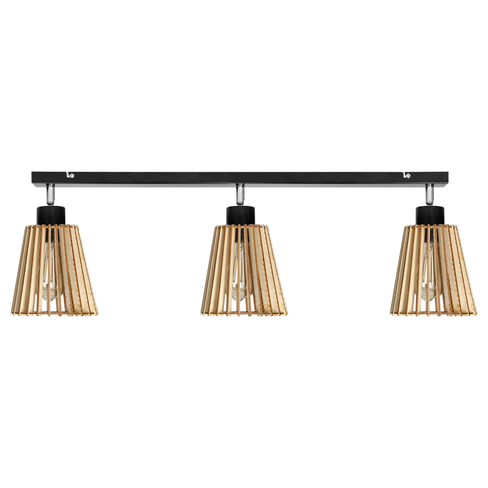 DELOS wall and ceiling lamp E27, max. power 3x60W, black, wood