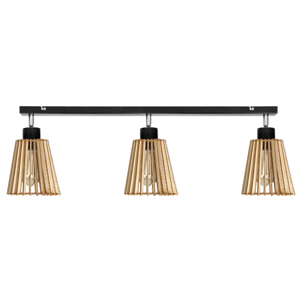 DELOS wall and ceiling lamp E27, max. power 3x60W, black, wood DELOS wall and ceiling lamp E27, max. power 3x60W, black, wood