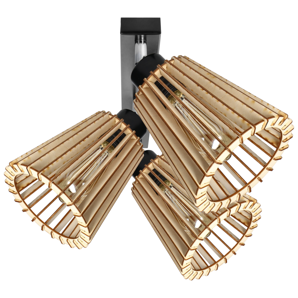 DELOS wall and ceiling lamp E27, max. power 3x60W, black, wood