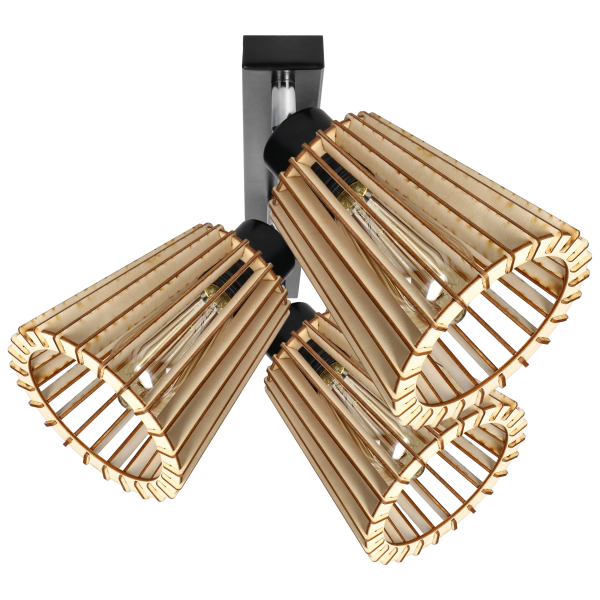 DELOS wall and ceiling lamp E27, max. power 3x60W, black, wood DELOS wall and ceiling lamp E27, max. power 3x60W, black, wood