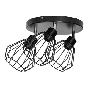 PINO wall and ceiling lamp, max. power 3x60W, E27, black, round base, movable lamp heads, one level