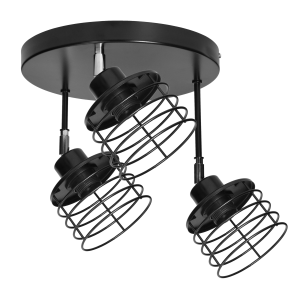 ISLA wall and ceiling lamp, max. power 3x60W, E27, black, round base, movable lamp heads, different levels