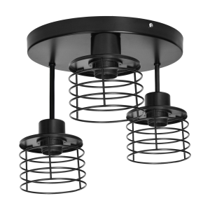 ISLA wall and ceiling lamp, max. power 3x60W, E27, black, round base, fixed lamp heads, different levels