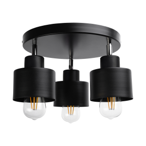 LISA wall and ceiling lamp, max. power 3x60W, E27, black, round base, movable lamp heads, one level