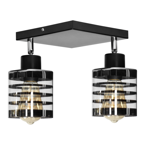 SIENA E27, wall and ceiling lamp, max. 2x60W, black, square SIENA E27, wall and ceiling lamp, max. 2x60W, black, square