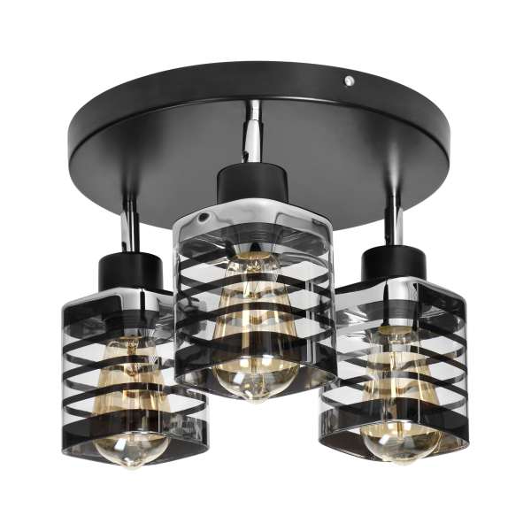 SIENA E27, wall and ceiling lamp, max 3x60W, black, round base, movable lamp heads, one level SIENA E27, wall and ceiling lamp, max 3x60W, black, round base, movable lamp heads, one level