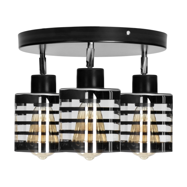 SIENA E27, wall and ceiling lamp, max 3x60W, black, round base, movable lamp heads, one level SIENA E27, wall and ceiling lamp, max 3x60W, black, round base, movable lamp heads, one level