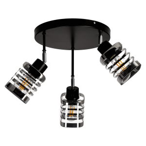 SIENA 3P E27, oprawa ścienno-sufitowa, max. 3x60W, czarna, podstawa okrągła, ruchome głowice lampy, różne poziomy