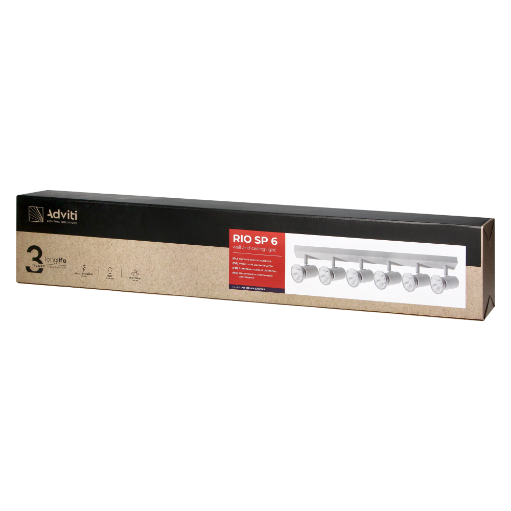RIO SP 6, wall and ceiling light, E27 max. 6x60W, IP20, white