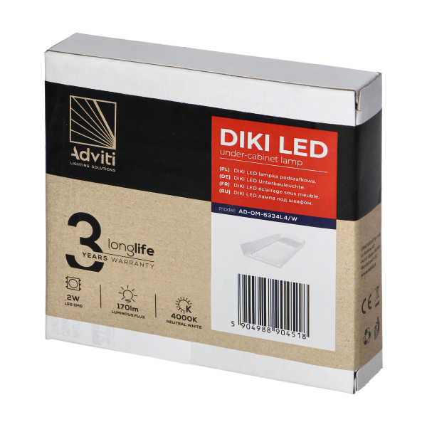 DIKI LED under-cabinet lamp, 2W, 170lm, 4000K, white DIKI LED under-cabinet lamp, 2W, 170lm, 4000K, white