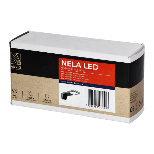 NELA LED under-cabinet lamp, 2W, 145lm, 4000K, black NELA LED under-cabinet lamp, 2W, 145lm, 4000K, black