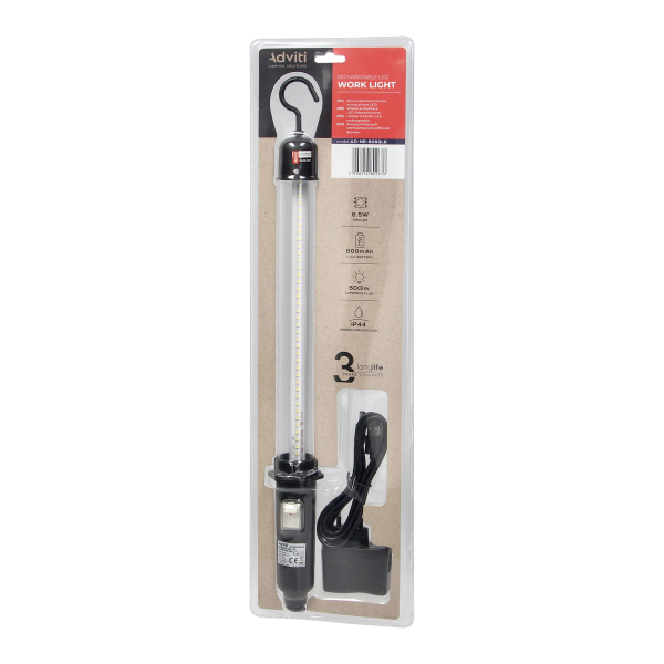 Akumulatorowa lampa warsztatowa 8,5W, 500lm, IP44, 6000K, Li-ion 800mAh Akumulatorowa lampa warsztatowa 8,5W, 500lm, IP44, 6000K, Li-ion 800mAh