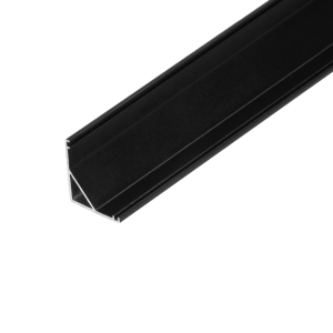 Aluminium profile for LED strips, 2000 x 15.8 x 15.8 mm, angled, black, set of 50 pcs.