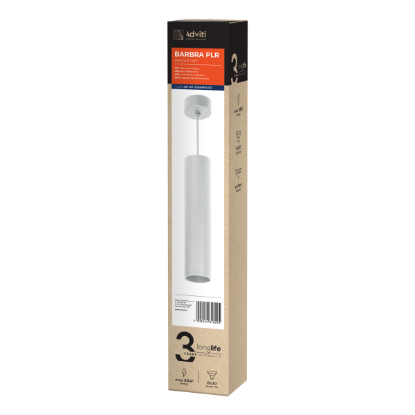 BARBRA PLR GU10 oprawa wisząca max 35W, IP20, okrągły, biały, aluminium