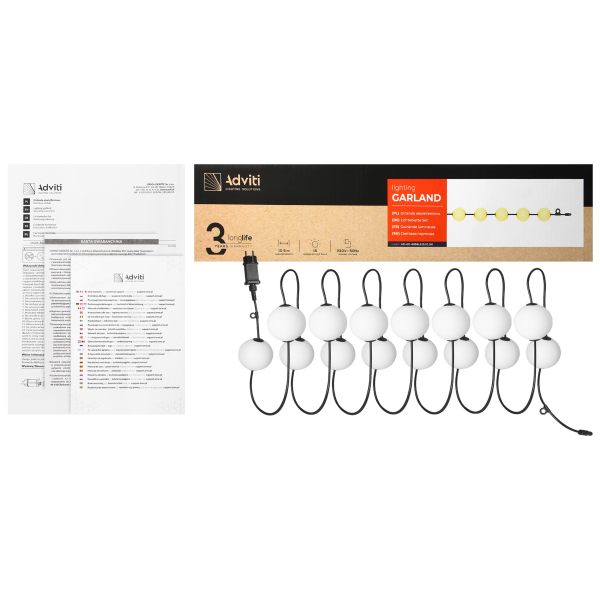 Lighting garland, 15 x 1W, 15 x 60lm, 2500K, 10.5m Lighting garland, 15 x 1W, 15 x 60lm, 2500K, 10.5m