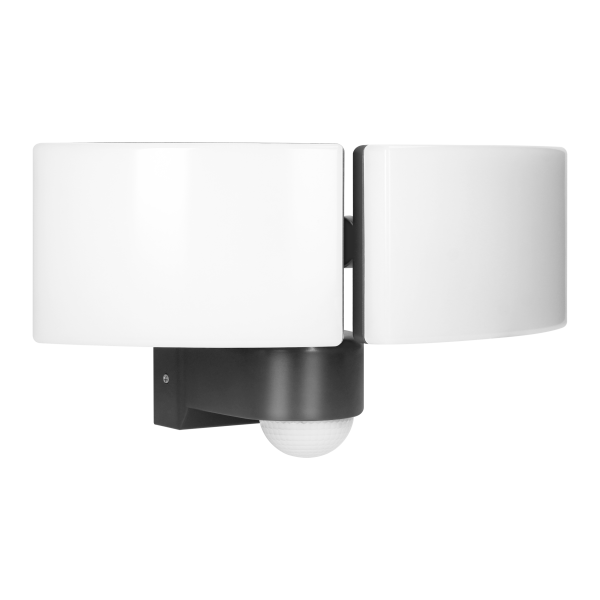 TOS DUO LED 2x20W podwójny naświetlacz ogrodowy z PIR, 2x1600lm, IP65, 4000K, PC, szary