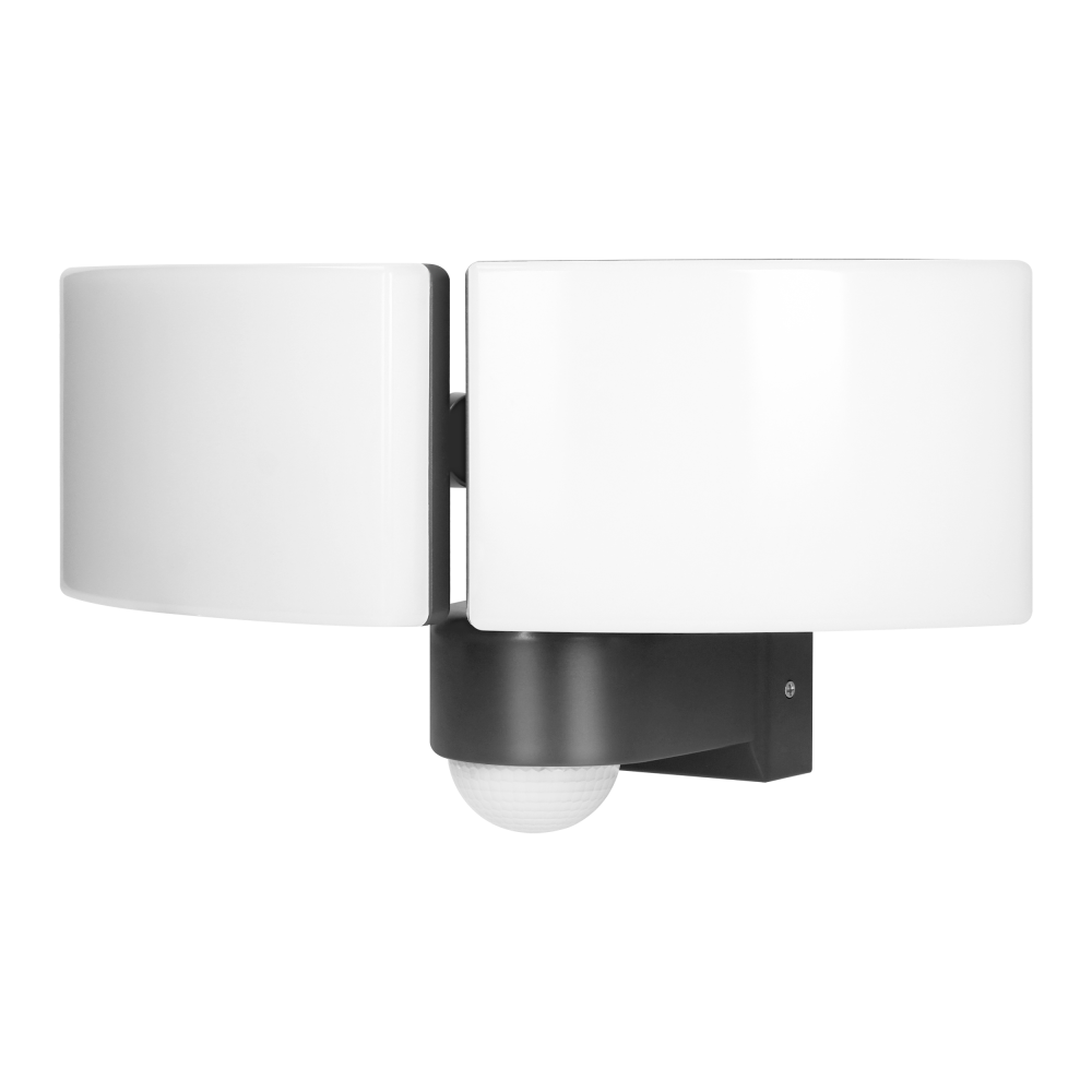 TOS DUO LED 2x20W podwójny naświetlacz ogrodowy z PIR, 2x1600lm, IP65, 4000K, PC, szary