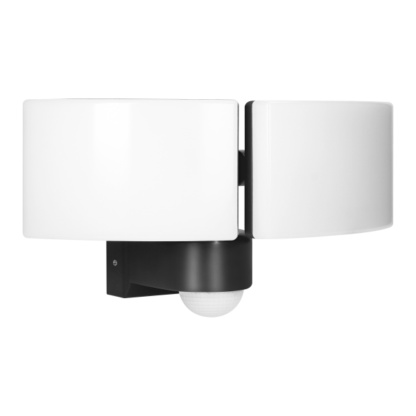TOS DUO LED 2x20W double garden floodlight with PIR motion sensor, 2x1600lm, IP65, 4000K, PC, black