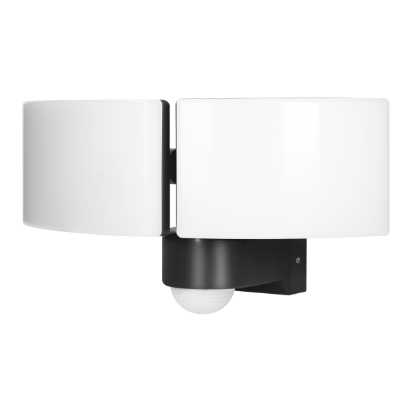 TOS DUO LED 2x20W double garden floodlight with PIR motion sensor, 2x1600lm, IP65, 4000K, PC, black
