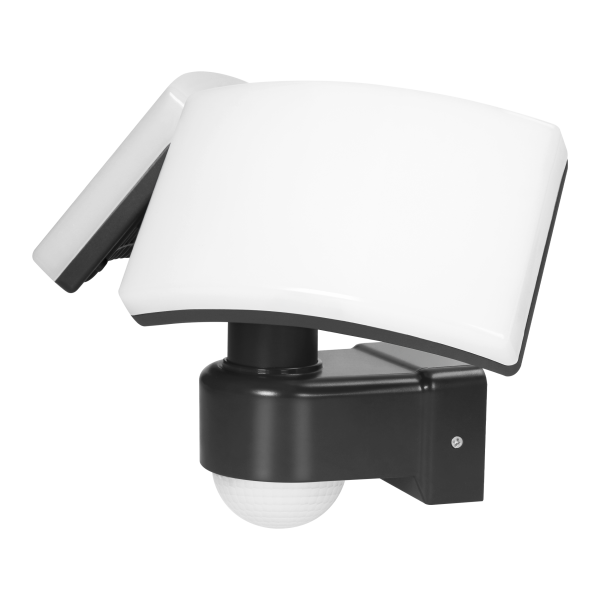 TOS DUO LED 2x20W double garden floodlight with PIR motion sensor, 2x1600lm, IP65, 4000K, PC, black