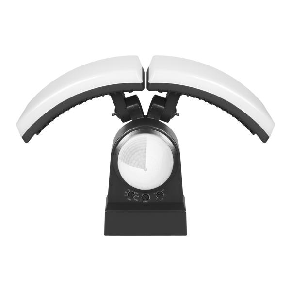 TOS DUO LED 2x20W double garden floodlight with PIR motion sensor, 2x1600lm, IP65, 4000K, PC, black