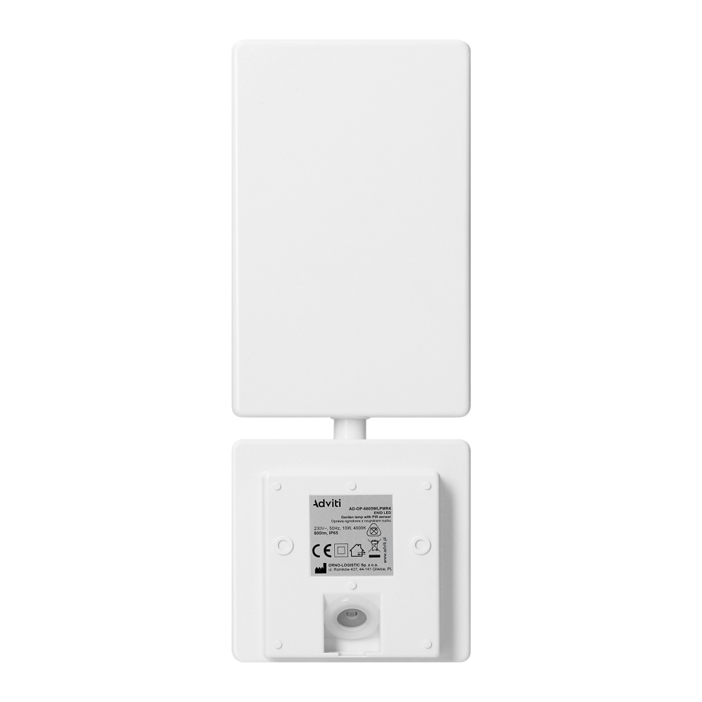 ENID LED 10W, oprawa ogrodowa z czujnikiem ruchu PIR, 800lm, IP65, 4000K, biała