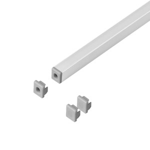 Zestaw: profil aluminiowy do taśm LED, 2000 x 7,8 x 9 mm, natynkowy, srebrny, klosz mleczny, 4 zaślepki
