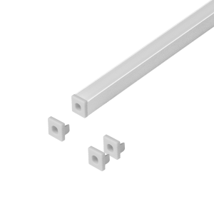 Zestaw: profil aluminiowy do taśm LED, 2000 x 7,8 x 9 mm, natynkowy, biały, klosz mleczny, 4 zaślepki
