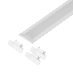 Set: aluminium profile for LED strips, 2000 x 24.5 x 6.05 mm, recessed, white, milky cover, 4 end caps