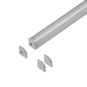 Zestaw: profil aluminiowy do taśm LED, 2000 x 10 x 10 mm, narożny, srebrny, klosz mleczny, 4 zaślepki