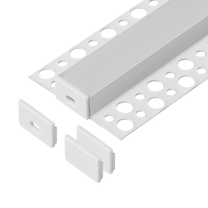 Zestaw: profil aluminiowy do taśm LED, 2000 x 55,8 x 12,5 mm, natynkowy, biały, klosz mrożony, 4 zaślepki
