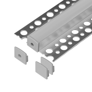Zestaw: profil aluminiowy do taśm LED, 2000 x 55 x 13 mm, natynkowy, srebrny, klosz mleczny, 4 zaślepki