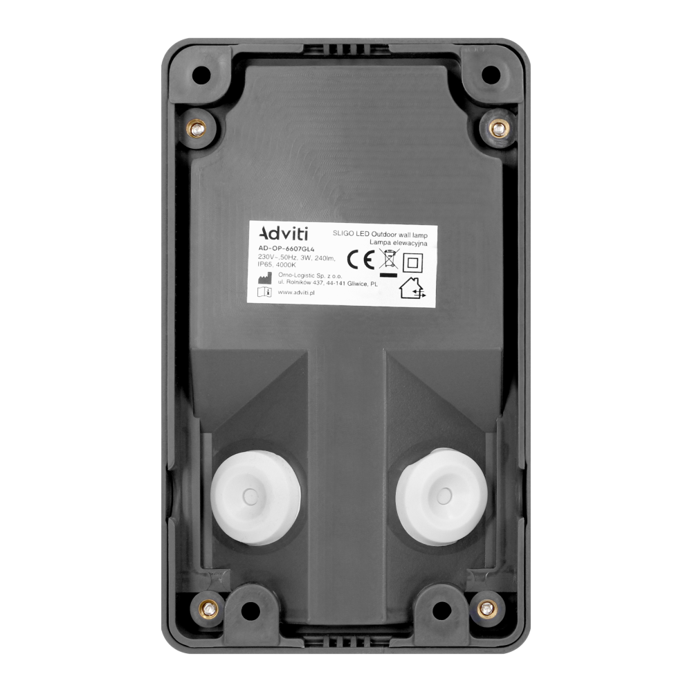 SLIGO LED 3W, Outdoor wall lamp, 240lm, IP65, 4000K, rectangular, grey