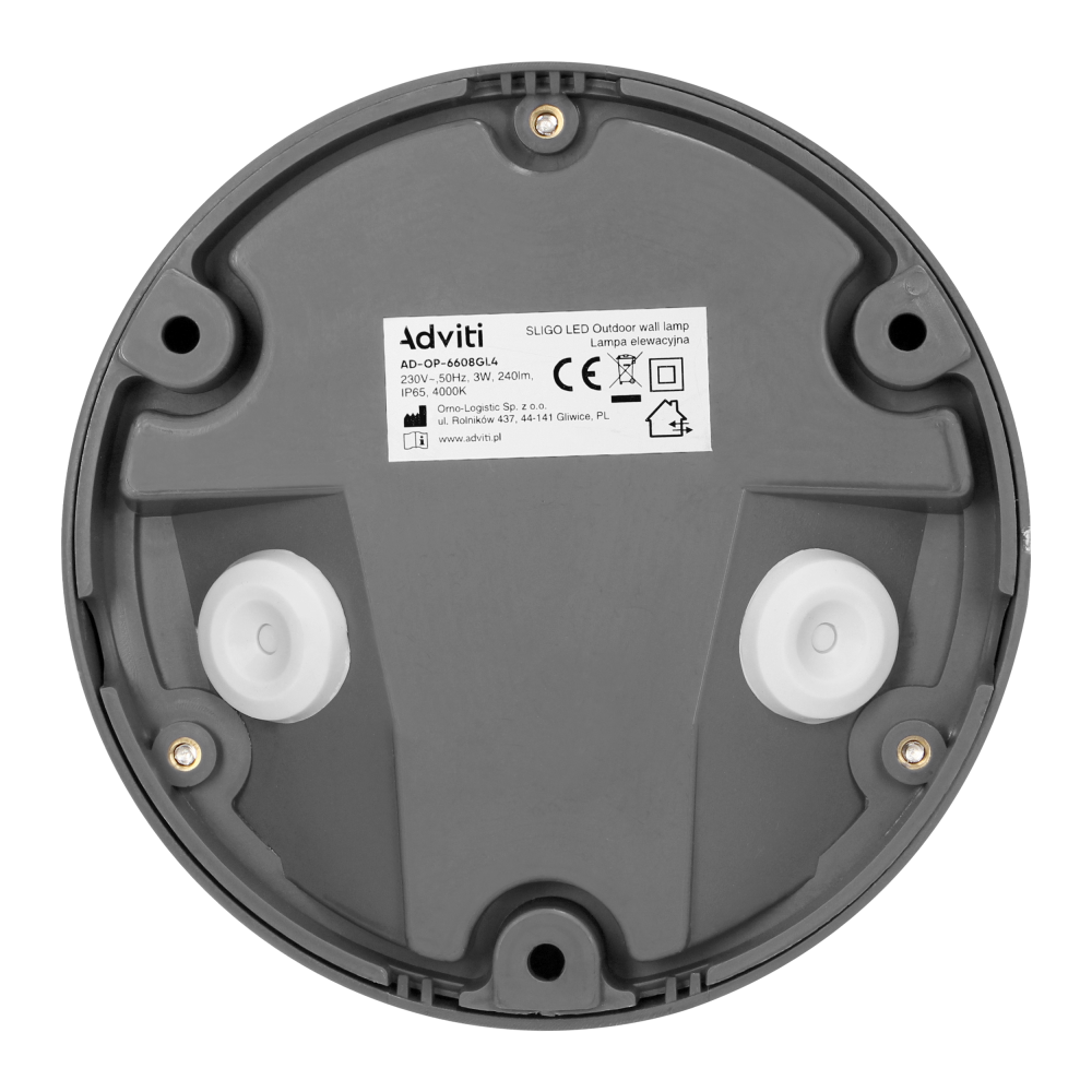 SLIGO LED 3W, lampa elewacyjna, 240lm, IP65, 4000K, okrągła, szara