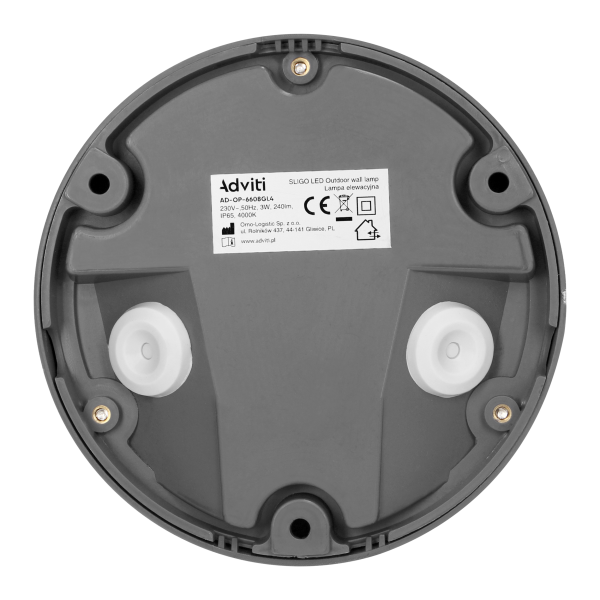 SLIGO LED 3W, Outdoor wall lamp, 240lm, IP65, 4000K, round, grey