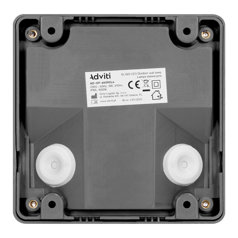 SLIGO LED 3W, lampa elewacyjna, 240lm, IP65, 4000K, kwadratowa, szara