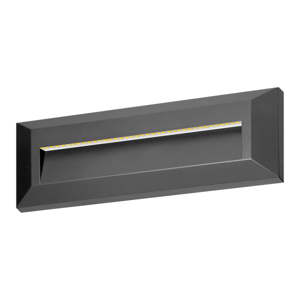 KIBO LED 1,5W, lampa elewacyjna, 150lm, IP65, 4000K, prostokątna, szara