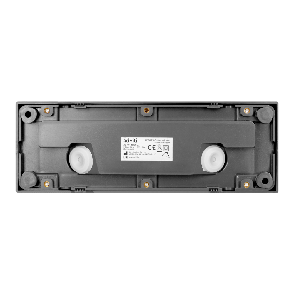 KIBO LED 1.5W, Outdoor wall lamp, 150lm, IP65, 4000K, rectangular, grey