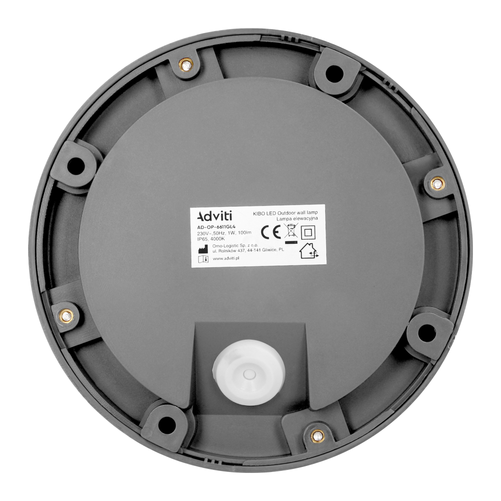KIBO LED 1W, Outdoor wall lamp, 100lm, IP65, 4000K, round, grey