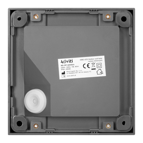 KIBO LED 1W, lampa elewacyjna, 80lm, IP65, 4000K, kwadratowa, szara