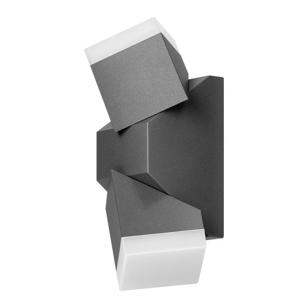 MORPH LED 12W, Double outdoor wall lamp, 1100lm, IP54, 4000K, grey