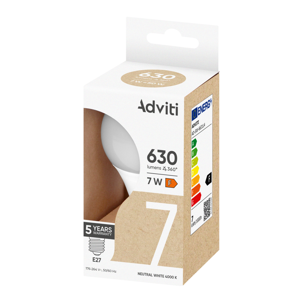 LED bulb E27 A60 7 W 630 lm 4000 K