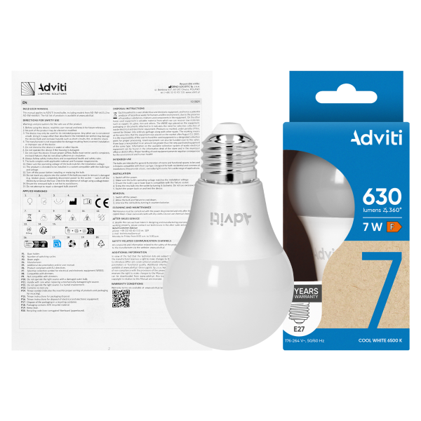 LED bulb E27 A60 7 W 630 lm 6500 K