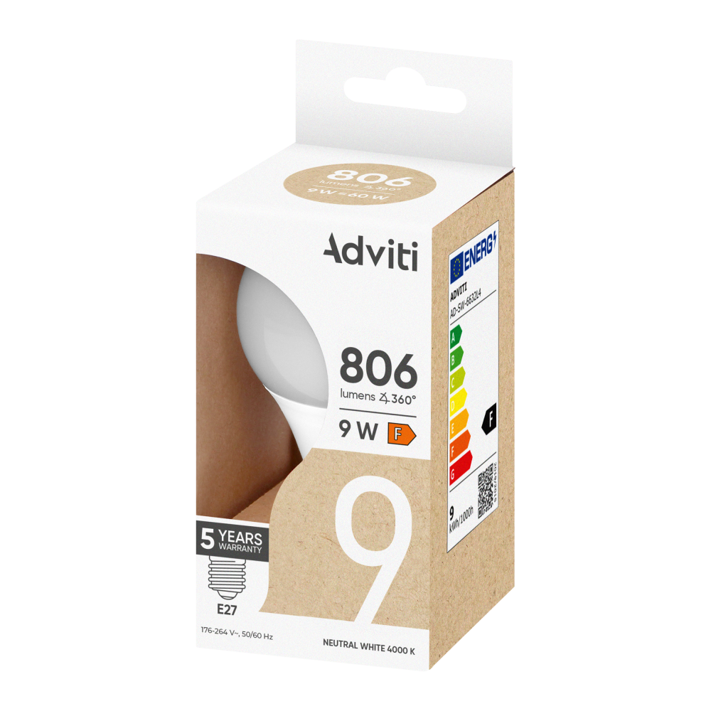 Żarówka LED E27 A60 9 W 806 lm 4000 K