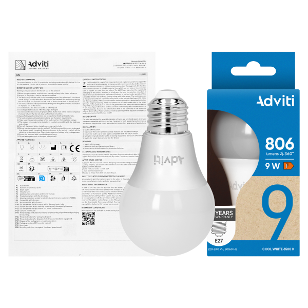 LED bulb E27 A60 9 W 806 lm 6500 K DIMM