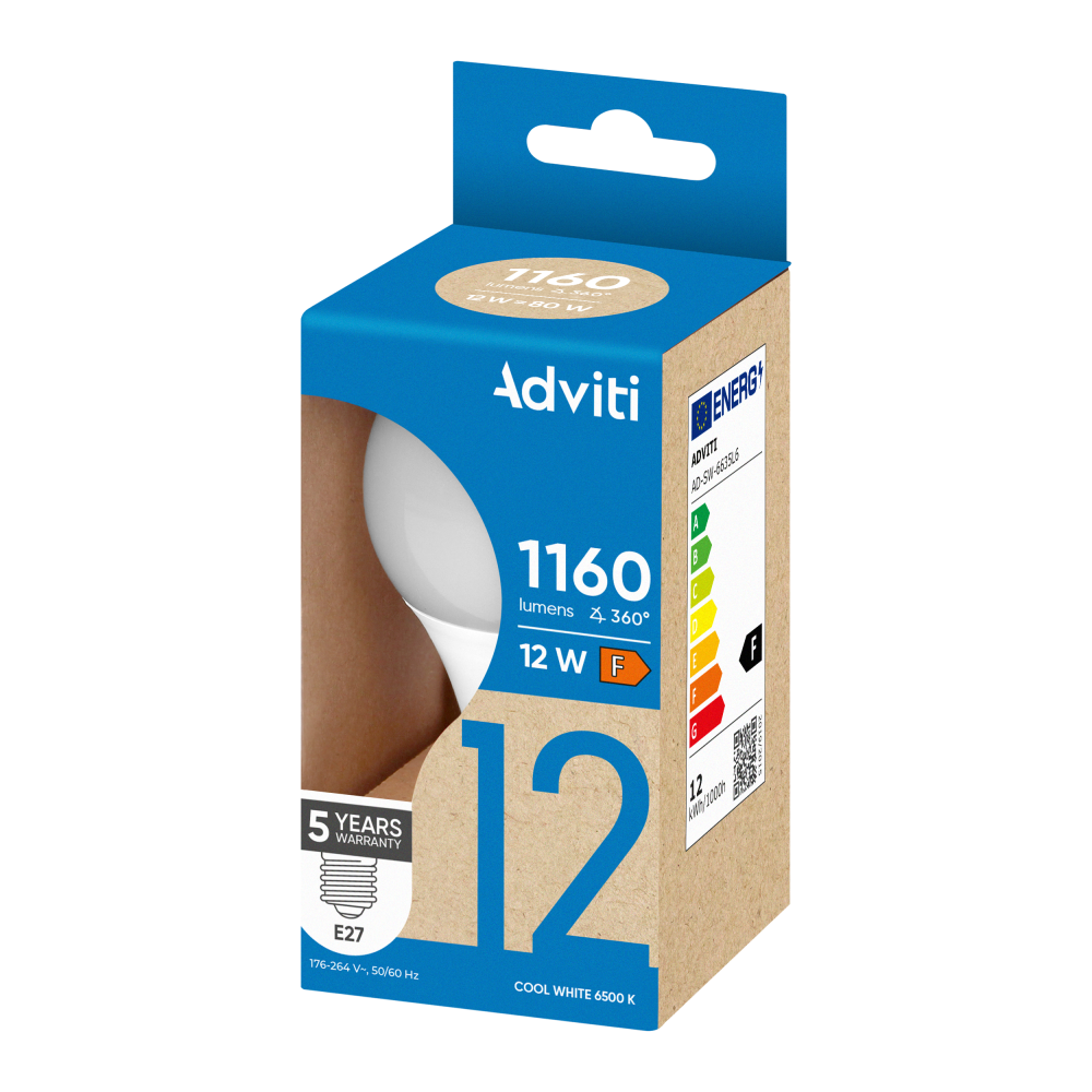 LED bulb E27 A60 12 W 1160 lm 6500 K