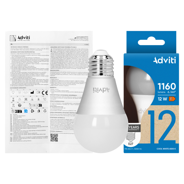 Żarówka LED E27 A60 12 W 1160 lm 6500 K