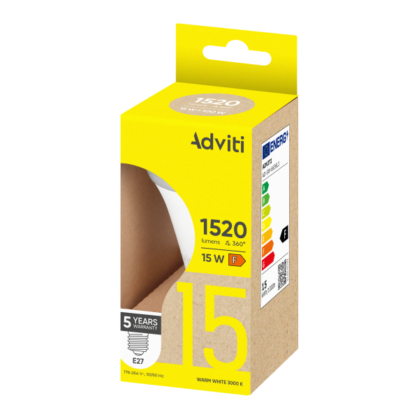LED bulb E27 A60 15 W 1520 lm 3000 K