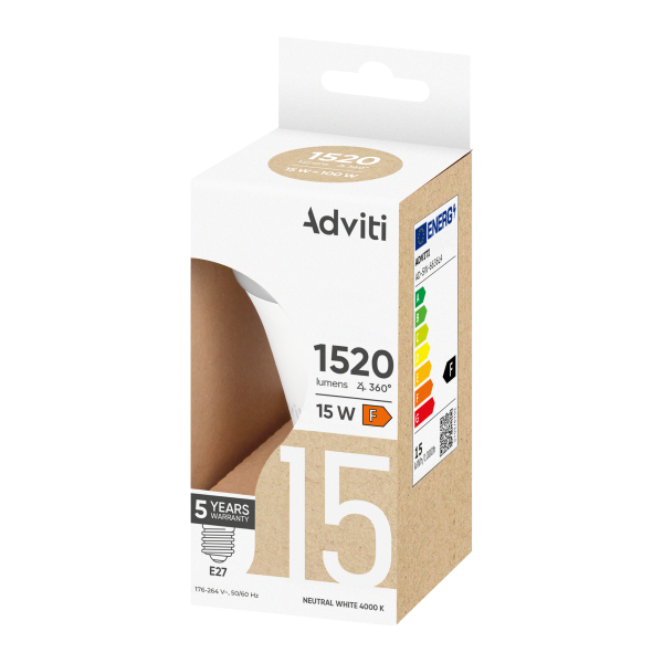 LED bulb E27 A60 15 W 1520 lm 4000 K